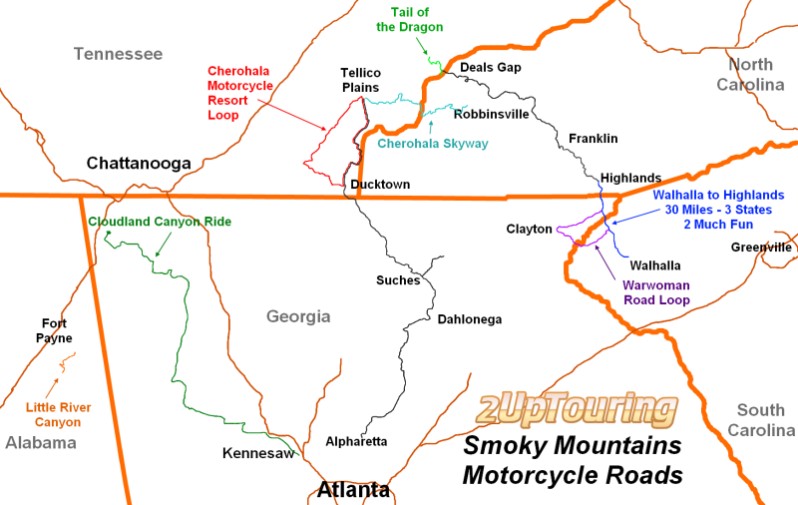 2 Up Touring Deep South Delights Motorcycle Roads Map