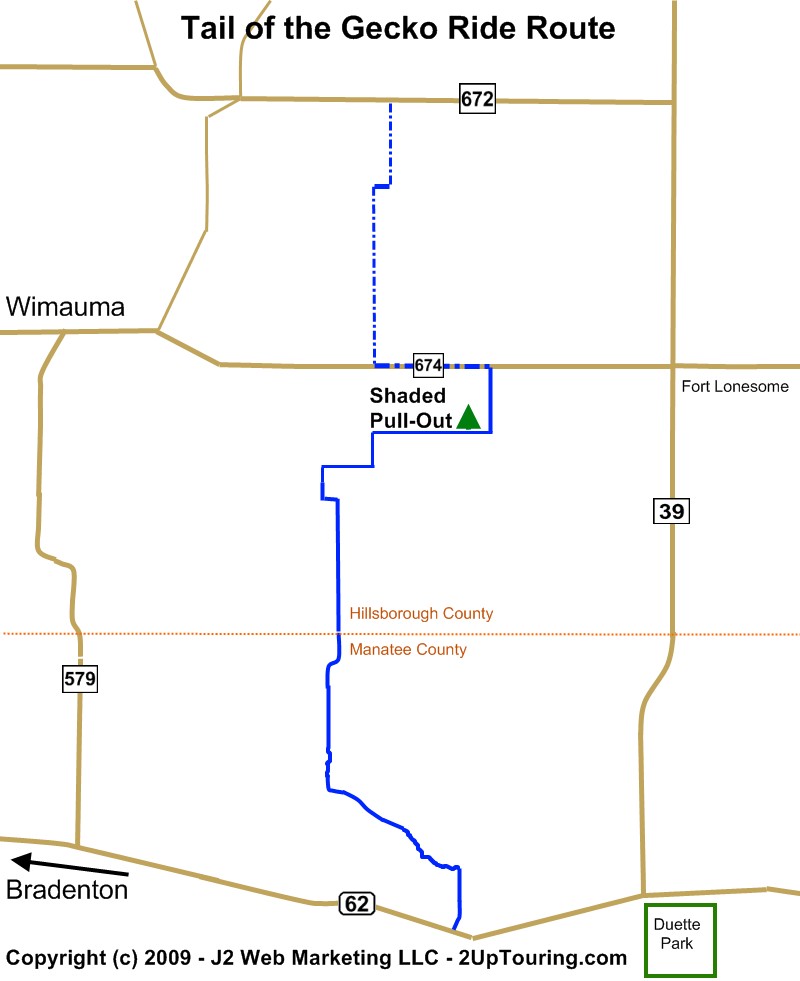 Tampa Bay Area Motorcycle Rides near the Sunshine Skyway - Ride Route Map